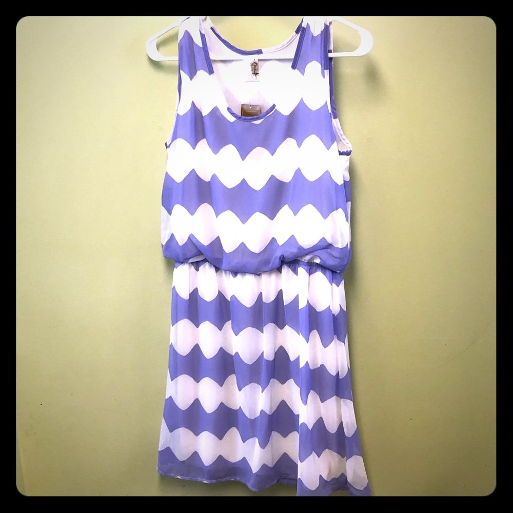 NWT Francesca’s Purple & White Chevron Dress